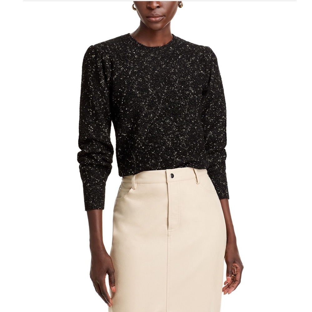 Single Thread Raised Metallic Slub Yarn Sweater Black Platinum M5007183ST Medium